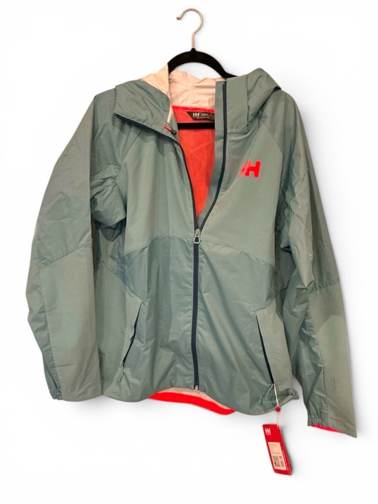 Helly Hansen Jackets & Blazers - Helly Hansen Aqua and Orange accent Hooded rain Jacket